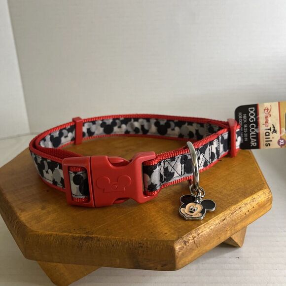 New Disney Tails Pet Collection Red,Grey Mickey charm Mouse‎ Icon Dog  Collar XL - Picture 1 of 9